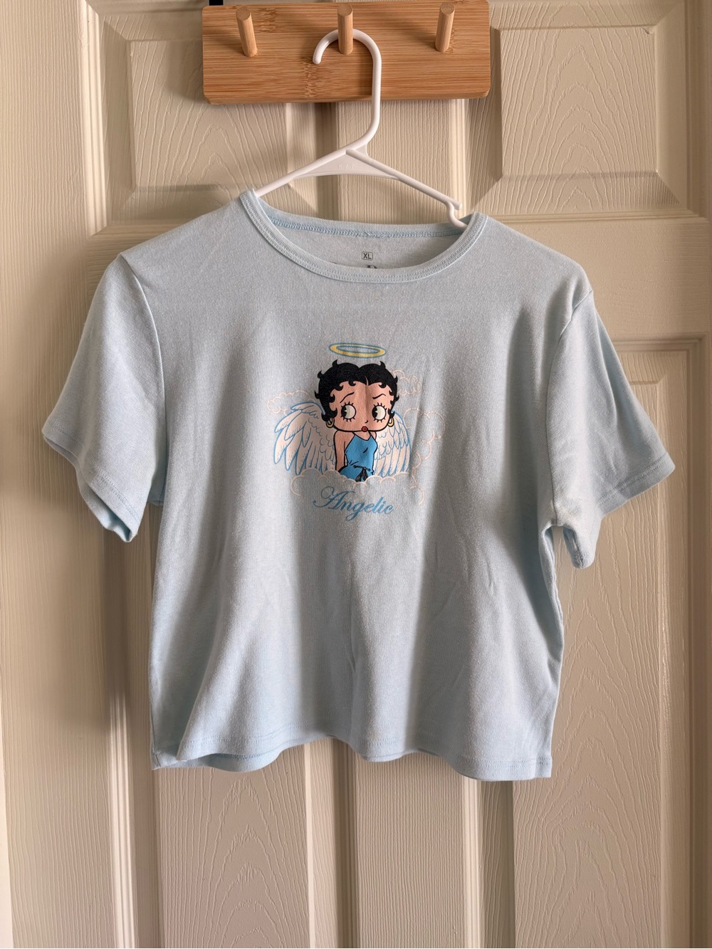 Betty Boop Pastel Blue Angel Graphic Short Sleeve Tee
